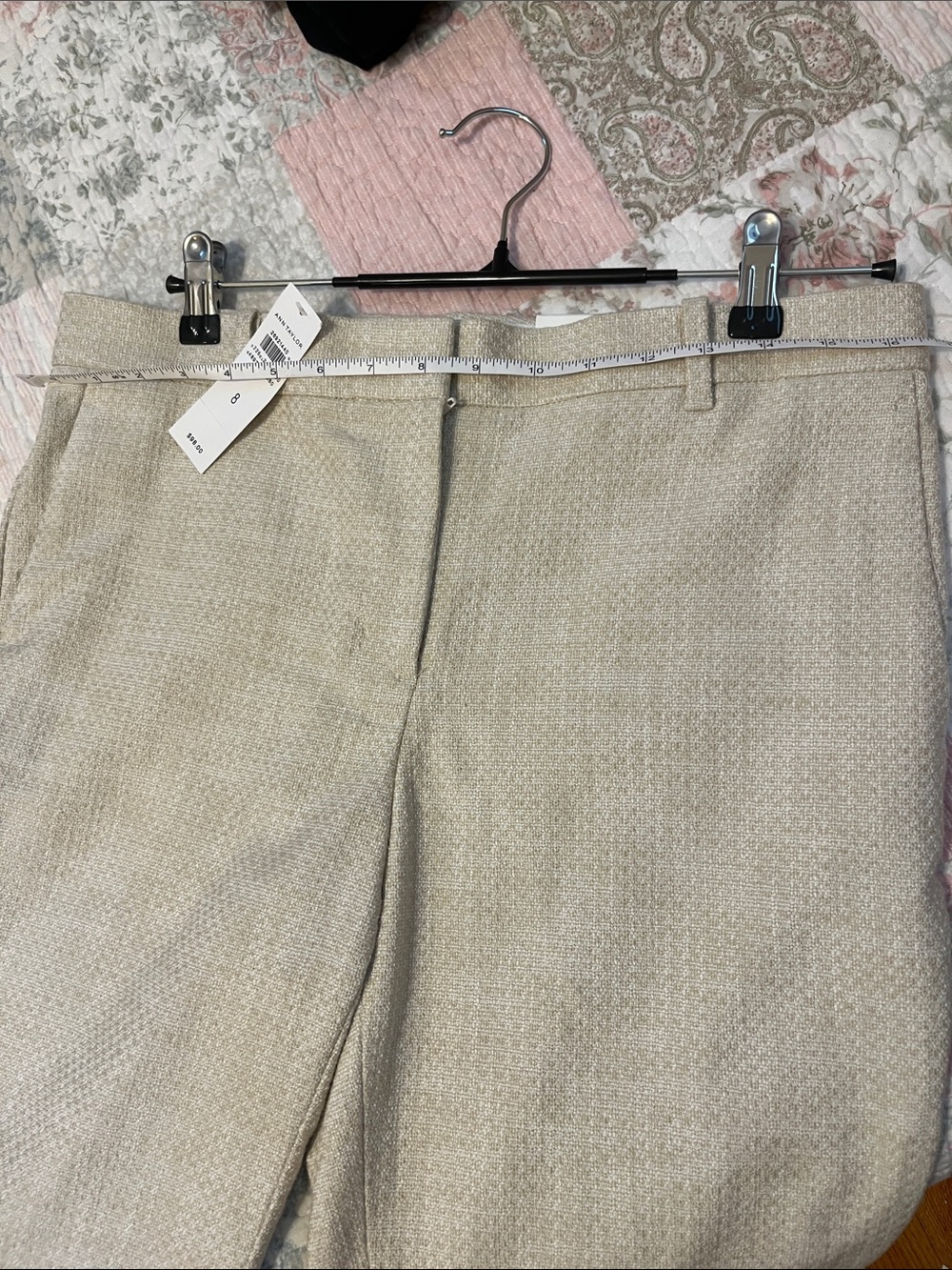 Ann Taylor Cream Textured Ankle Pants - Picture 3 of 5